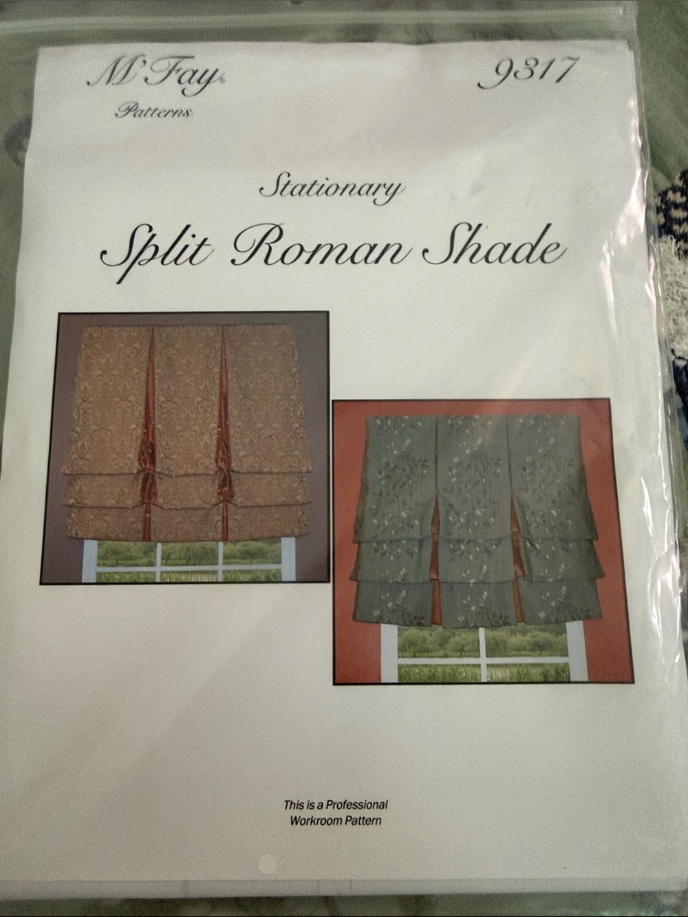 M'Fay Stationary Split Roman Shade Pattern 9317 Uncut